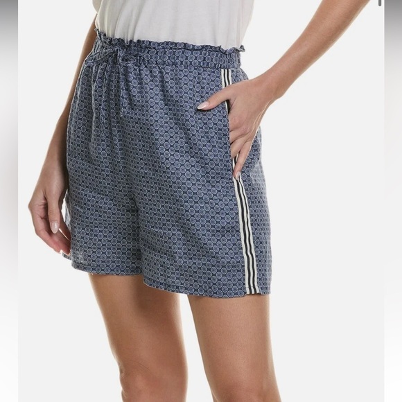 JOHNNY WAS NWT Blue Patched Ikat Linen Paperbag Shorts Size XL - Picture 3 of 14